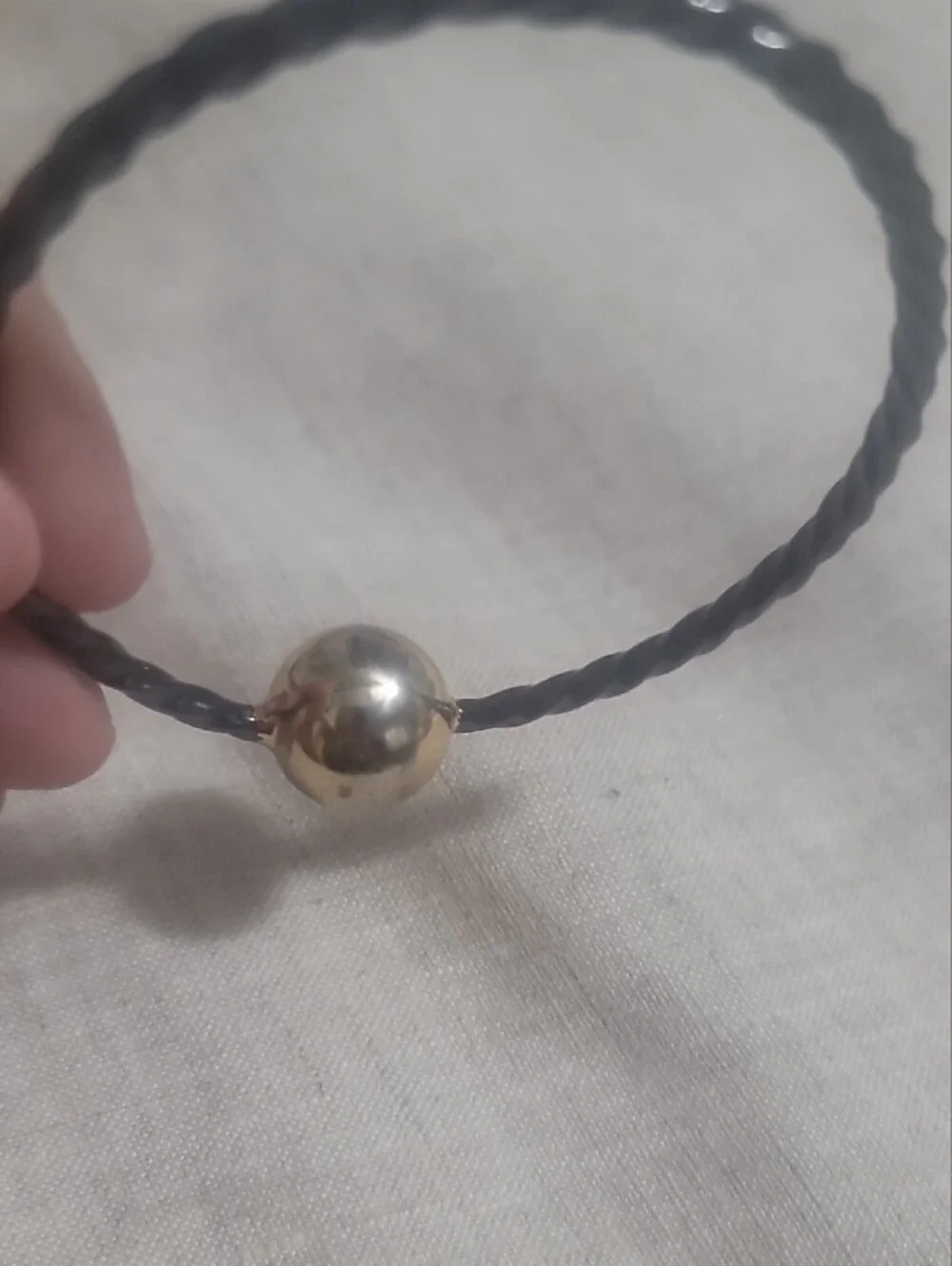 Gold Accent Black Cord Women's Bracelet Metal